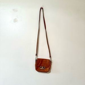 Calvin Klein Crossbody Bag Purse Brown Leather Small Size